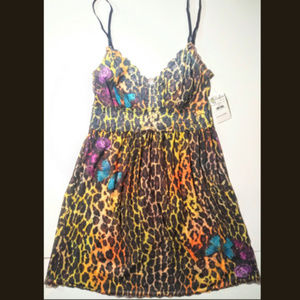 Claire Pettibone Leopard Babydoll Chemise $80 NWT